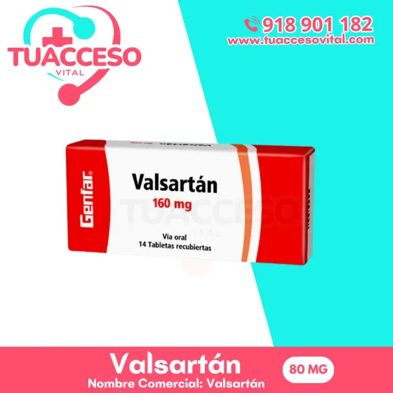 Empaque de Valsartán 80 mg